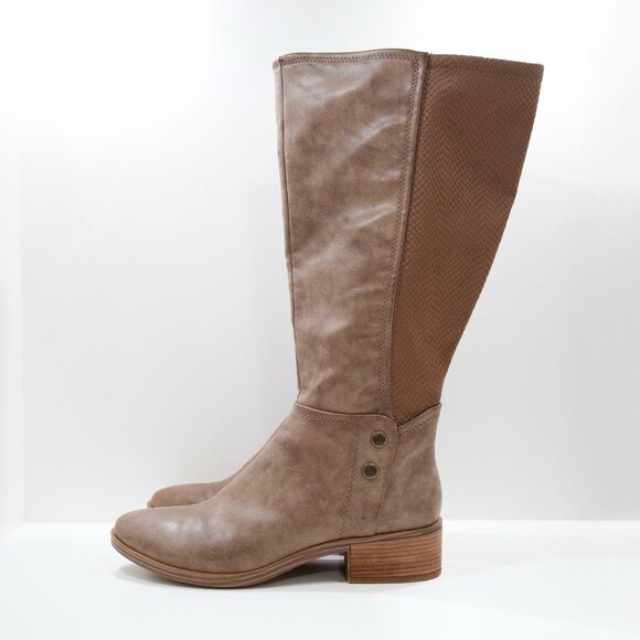 BareTraps Madelyn Brown Faux-Leather 1.5" Block Heel Riding Boots - 9 - Picture 1 of 7
